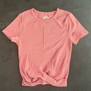 Salmon Twist-Front Shirt Sleeve Shirt